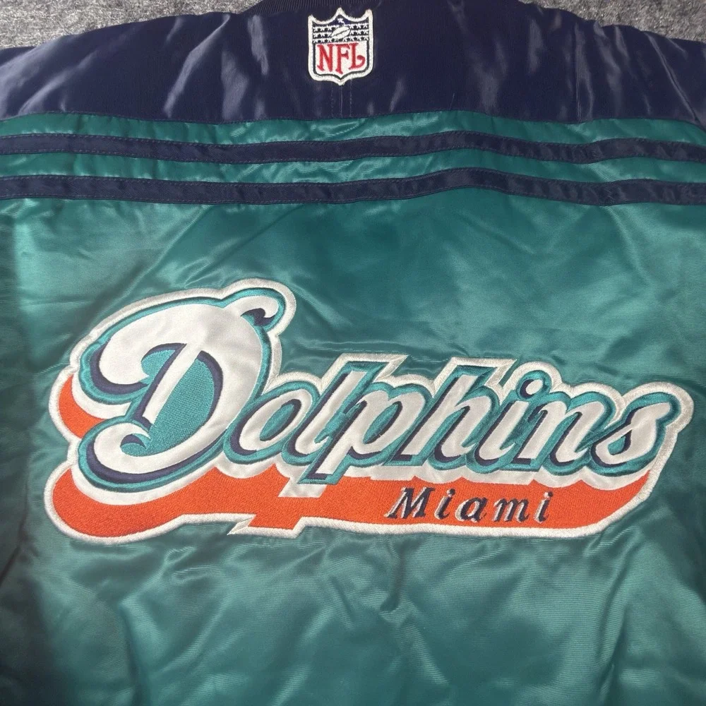 Vintage 90s Starter Pro Line Miami Dolphins NFL Puffer Jacket Mens XL Big Logo